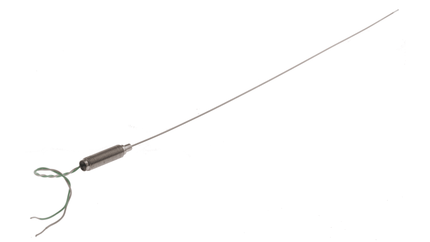 RS PRO K型矿物绝缘热电偶, 探头Φ1mm x 250mm, 可测+750°C, 线长100mm, 裸线尾线接端, 不锈钢探头