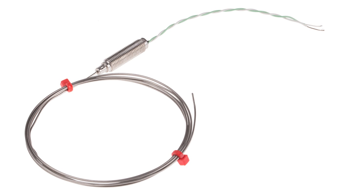 RS PRO Type K Mineral Insulated Thermocouple 1.5m Length, 1mm Diameter → +750°C