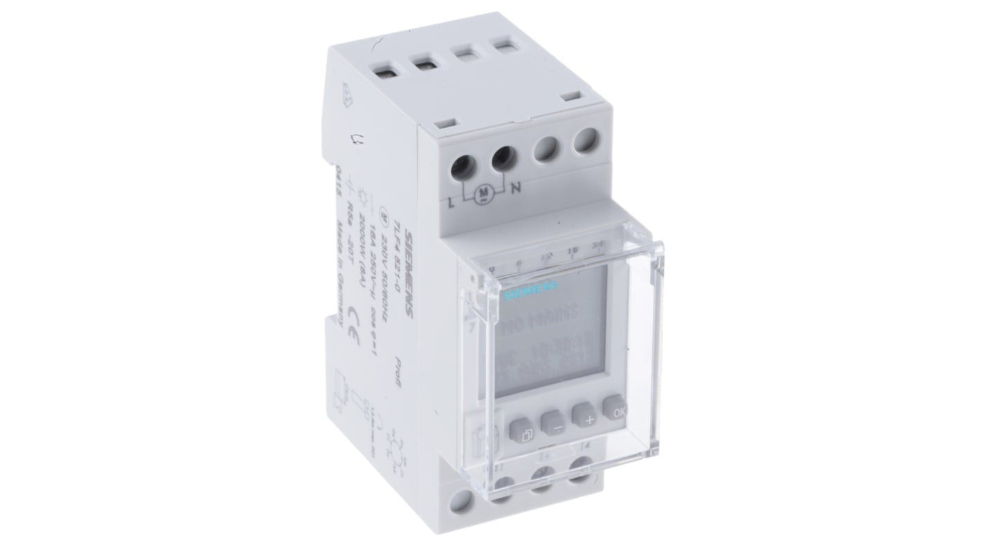 Siemens Digital DIN-Schienen-Zeitschaltuhr, Tage, 230 V ac, 1-Kanal, 56 Speicherplätze