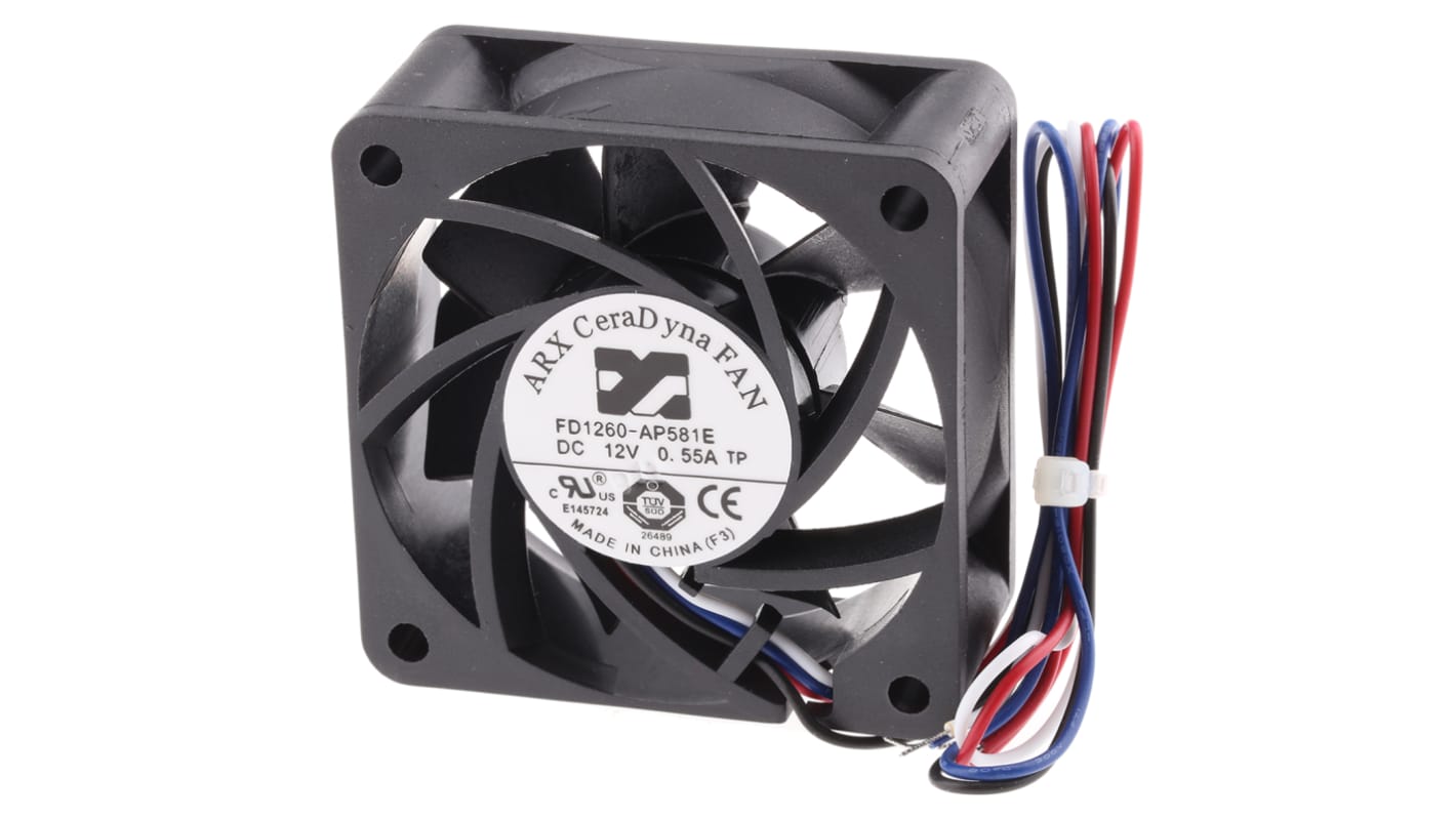 ARX CeraDyna Series Axial Fan, 12 V dc, DC Operation, 67m³/h, 5.64W, 60 x 60 x 25mm