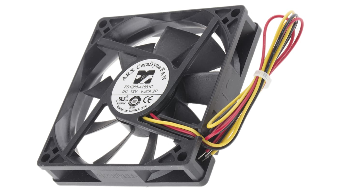 ARX CeraDyna DC-Axiallüfter, CeraDyna A, 12 V dc / 2.52W, 80 x 80 x 15mm, 3500U/min, 61m³/h