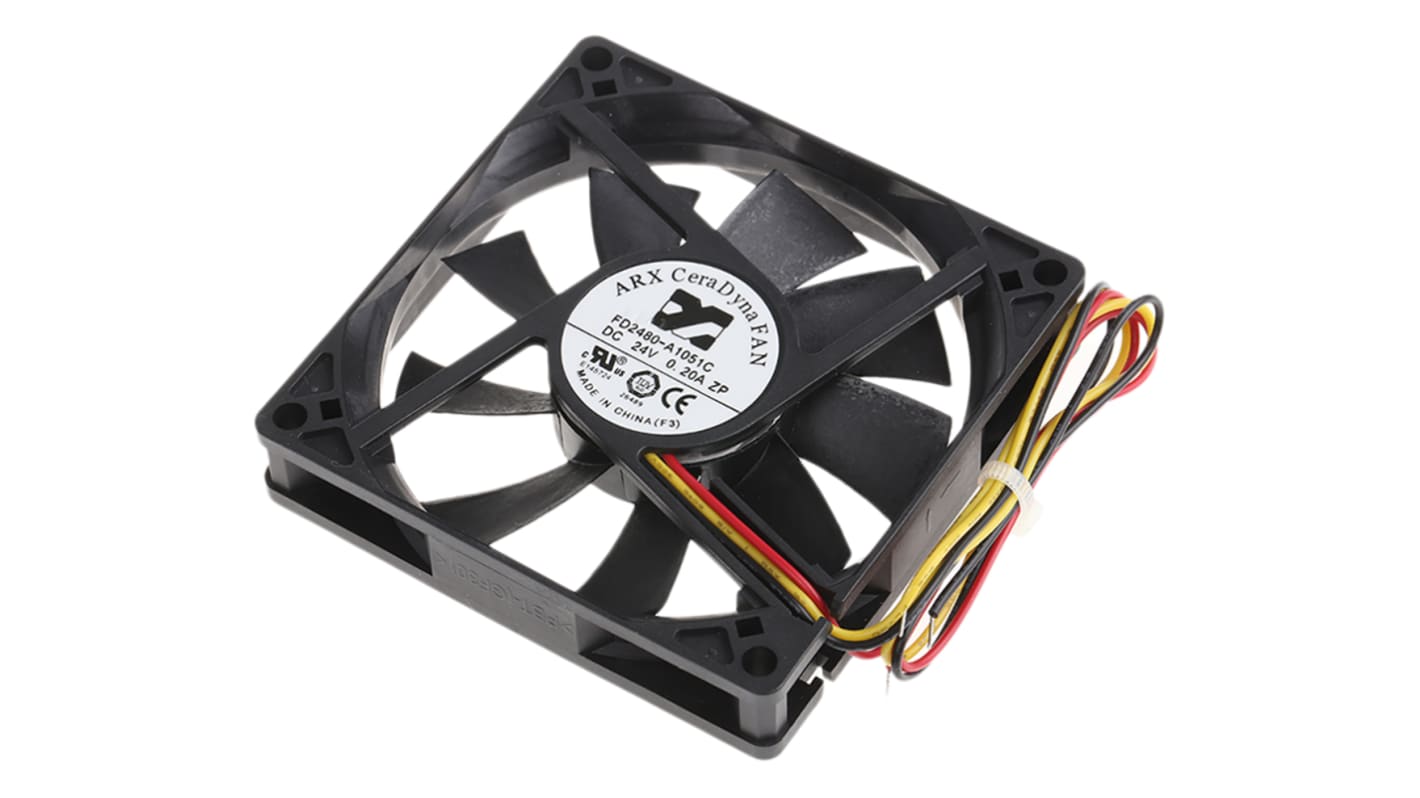 ARX CeraDyna Series Axial Fan, 24 V dc, DC Operation, 61m³/h, 3.84W, 160mA Max, 80 x 80 x 15mm