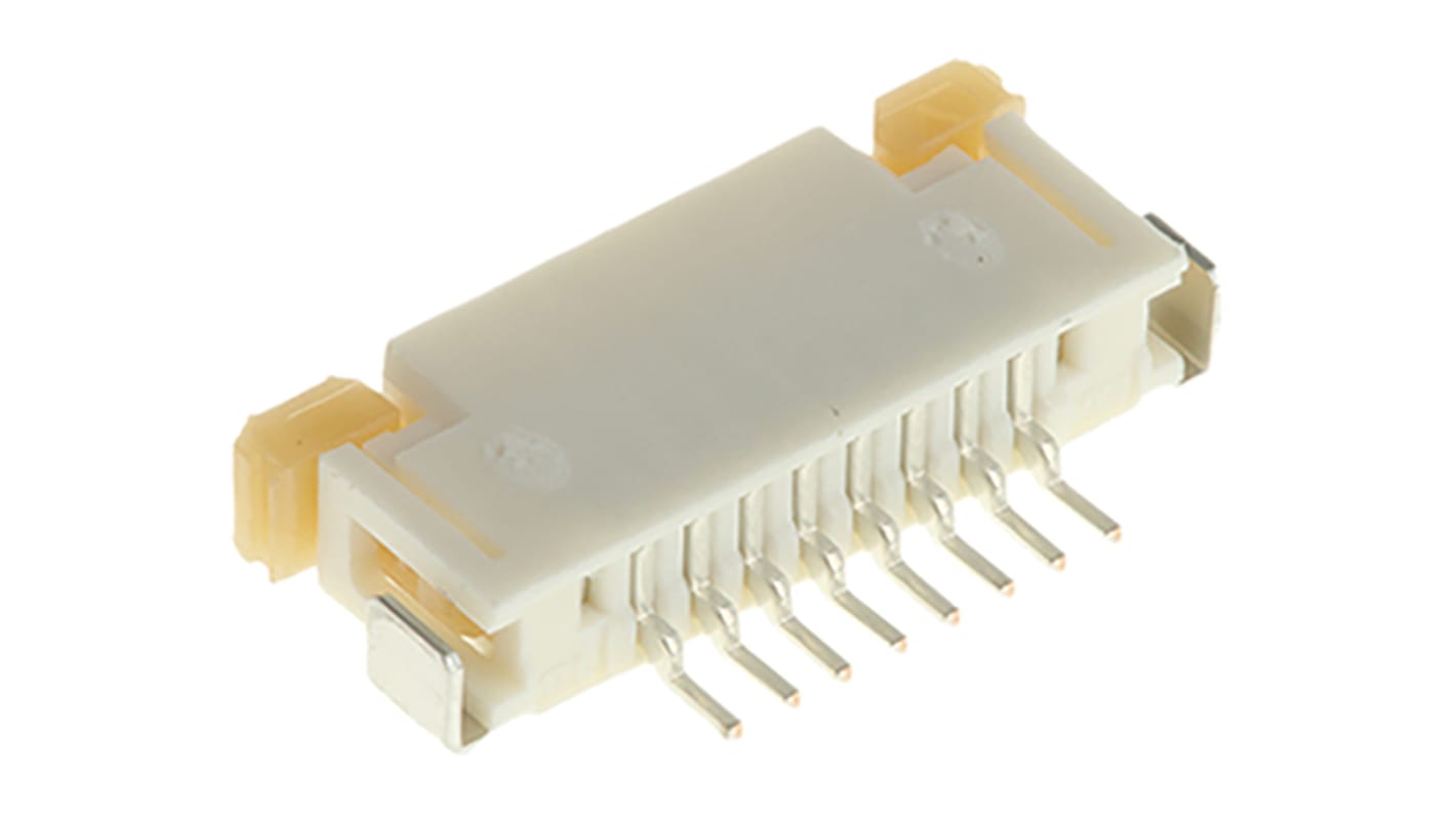 Conector FPC hembra Ángulo de 90° Molex serie Easy-On de 8 vías, paso 1mm, 1 fila, para soldar