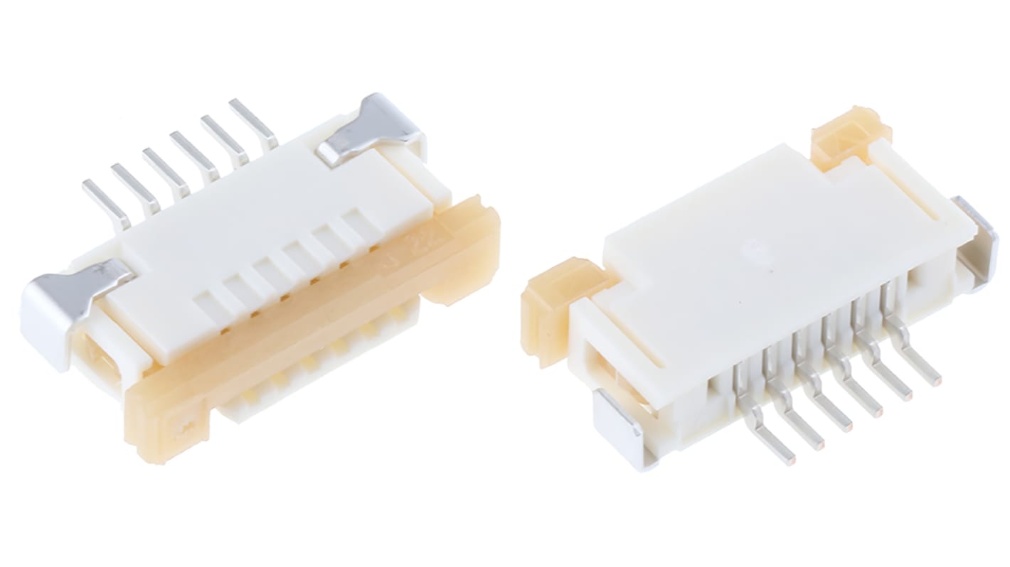 Molex FPC连接器, 母座, 6p, 1mm间距, 单排, 直角, 1A, 125 V, Easy-On系列