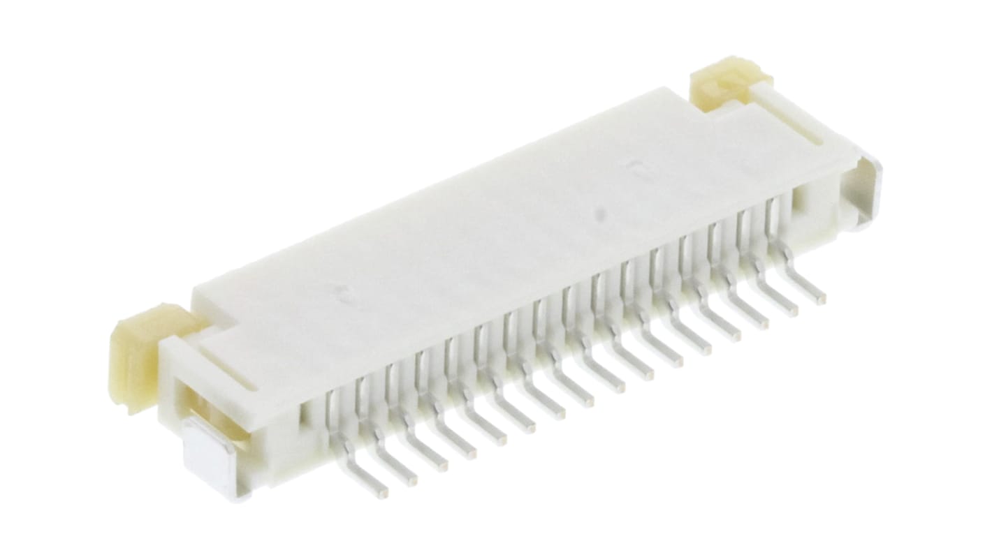 Conector FPC hembra Ángulo de 90° Molex serie 52207 de 16 vías, paso 1mm, 1 fila, para soldar