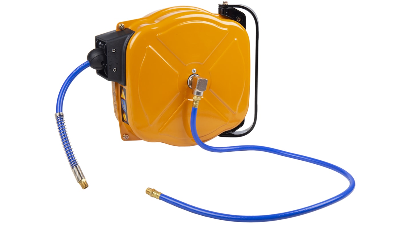 RS PRO Wall Mounted 10m Air Hose Reel, 8mm Inner Diameter, 12mm Outer Diameter