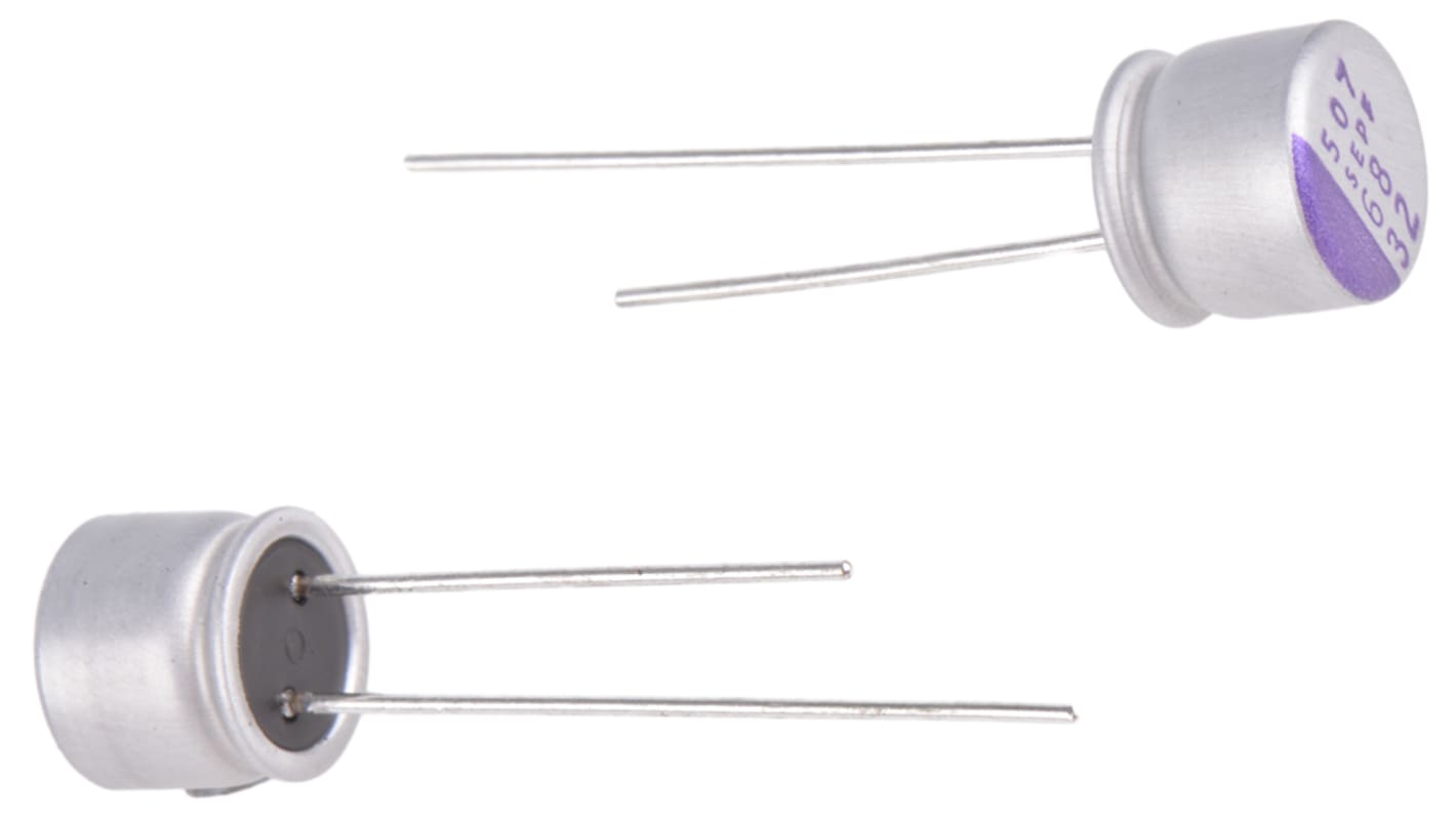 Panasonic 68μF Through Hole Polymer Capacitor, 32V dc