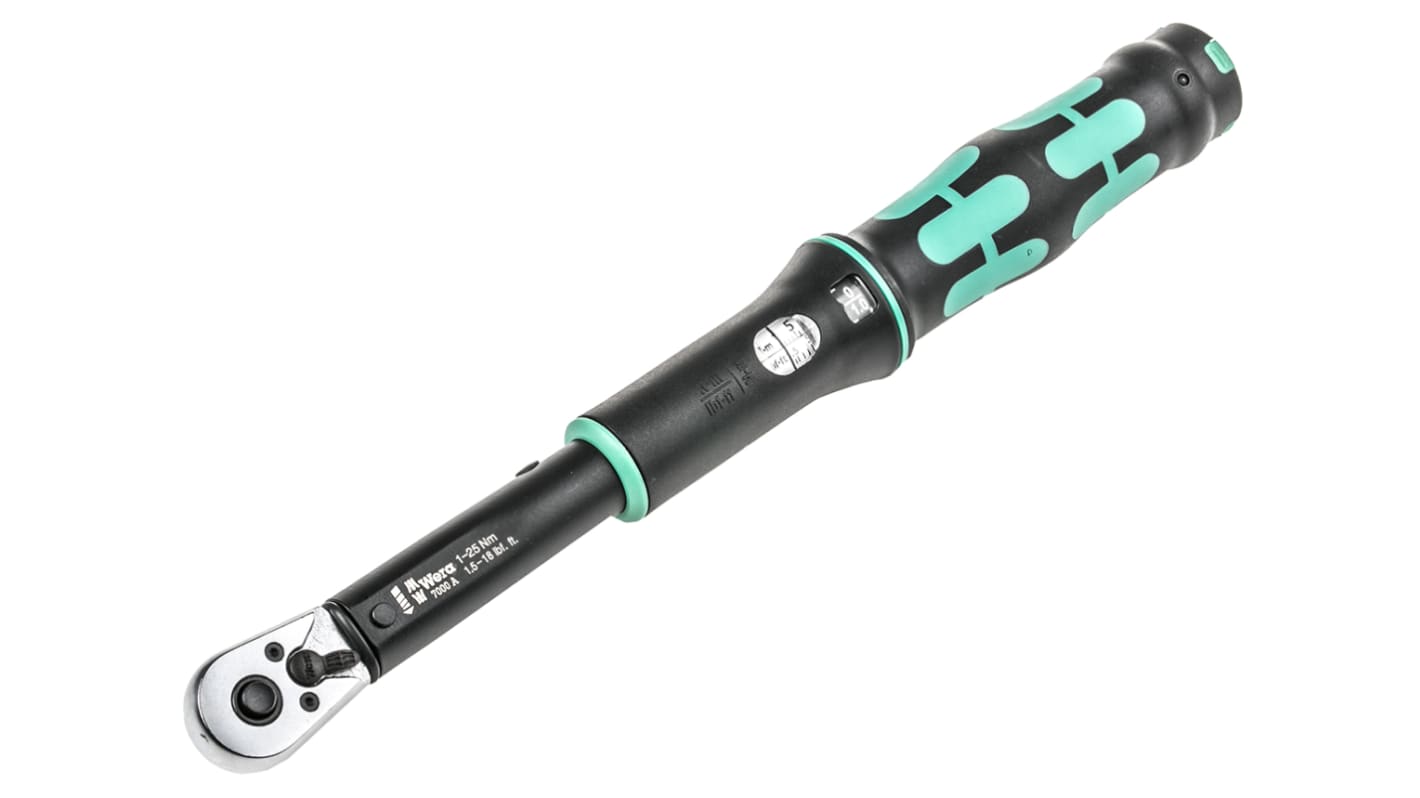 Wera 1/4 Zoll 1→ 25 Nm Mechanischer Drehmomentschlüssel 1 → 25Nm, Länge 290 mm, ±4 %