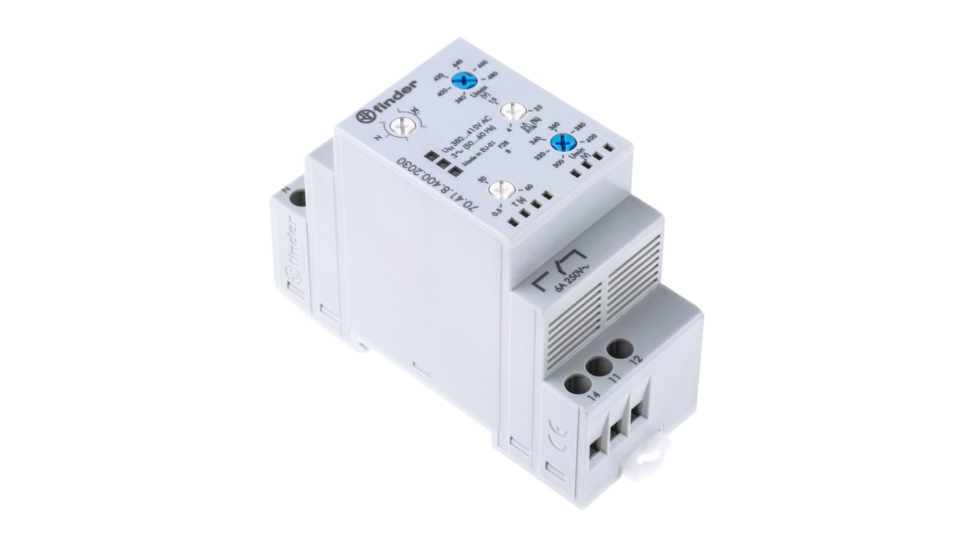 Finder Voltage Monitoring Relay, 3 Phase, SPDT, 300 → 480V ac