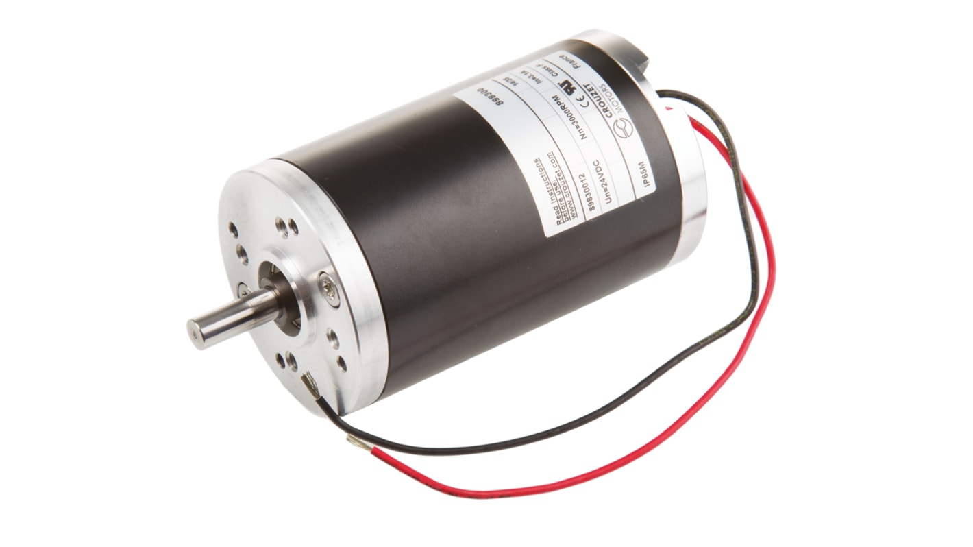 Crouzet Brushed DC Motor, 102 W, 24 V dc, 180 mNm, 3000 rpm, 8mm Shaft Diameter