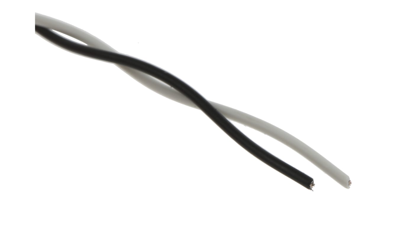 TE Connectivity Black/White 0.24 mm² Hook Up Wire, 24 AWG, 19/36, 100m, Polyalkene Insulation, 44A0121-24-0/9