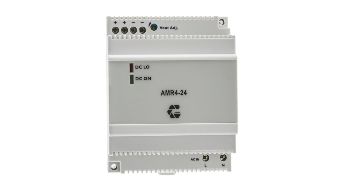 Chinfa AMR4 Switch Mode DIN Rail Power Supply, 90 → 264V ac ac Input, 24V dc dc Output, 2.5A Output, 60W