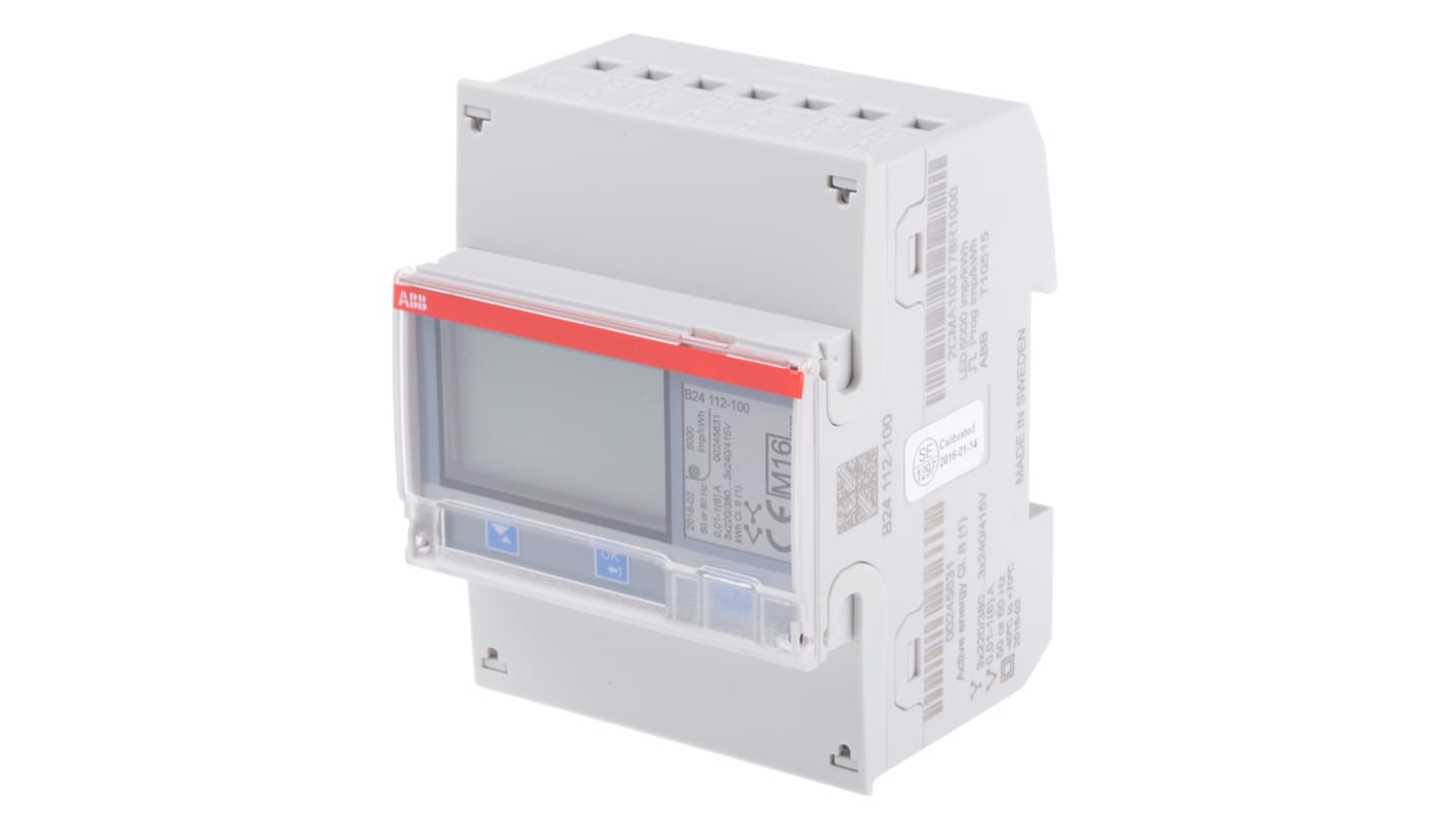 Medidor de energía ABB serie B24, display LCD, con 7 dígitos, precisión 1%, 3 fases