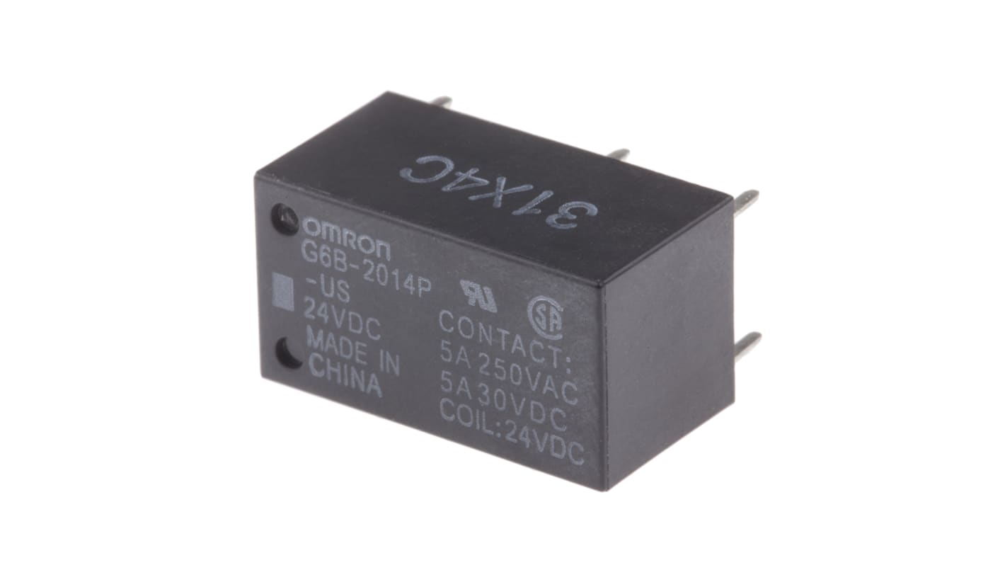 Omron G6B 24V dc Spule DPST Printrelais 5A 2880Ω 200mW Monostabiles Relais