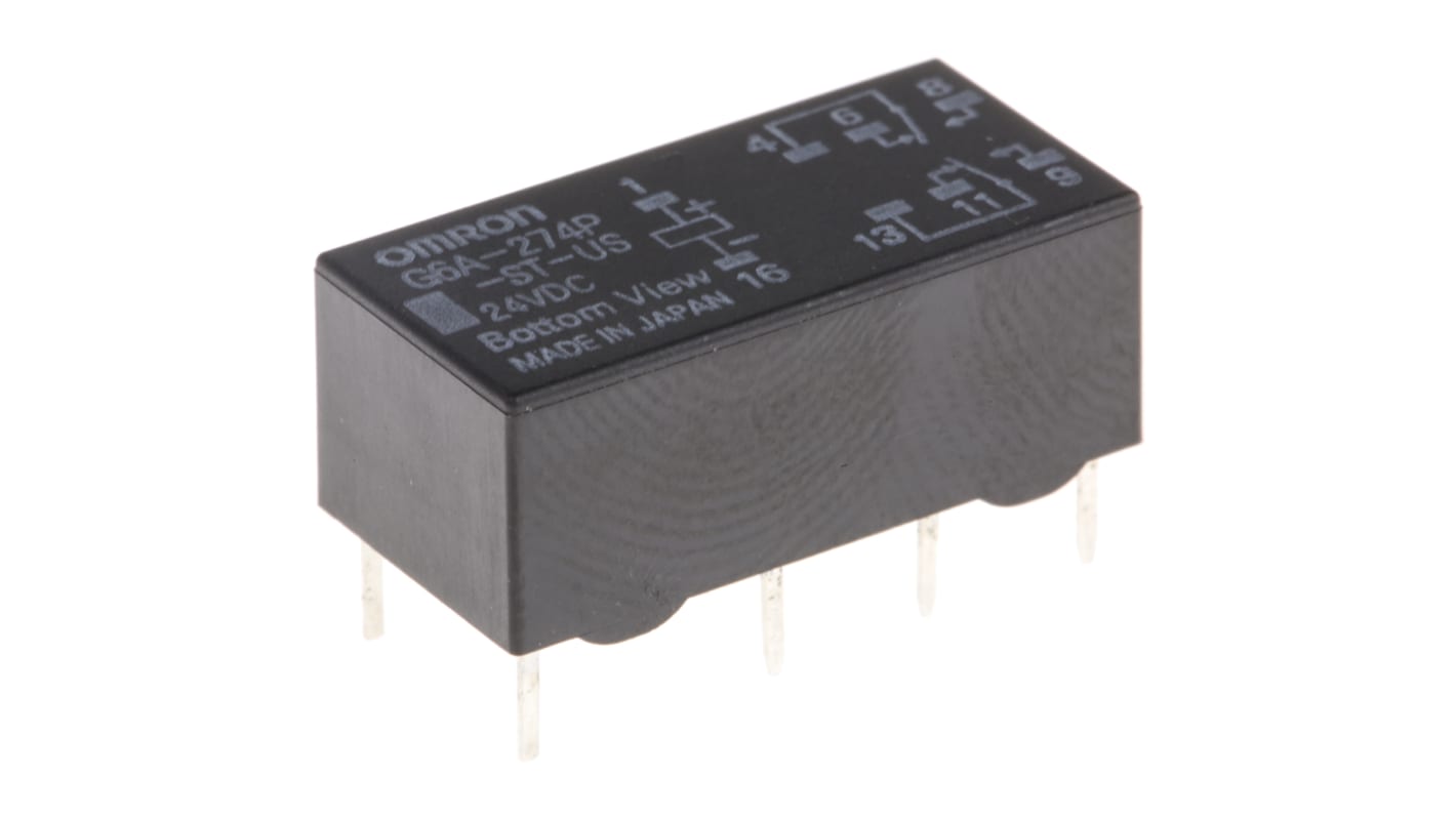 Omron PCB Mount Signal Relay, 24V dc Coil, 2A Switching Current, DPDT