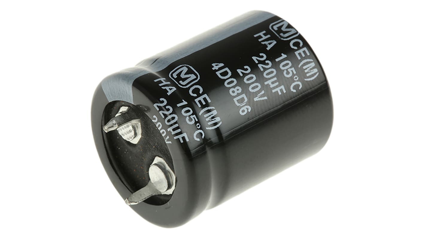 Panasonic 220μF Aluminium Electrolytic Capacitor 200V dc, Through Hole - ECEC2DA221BJ