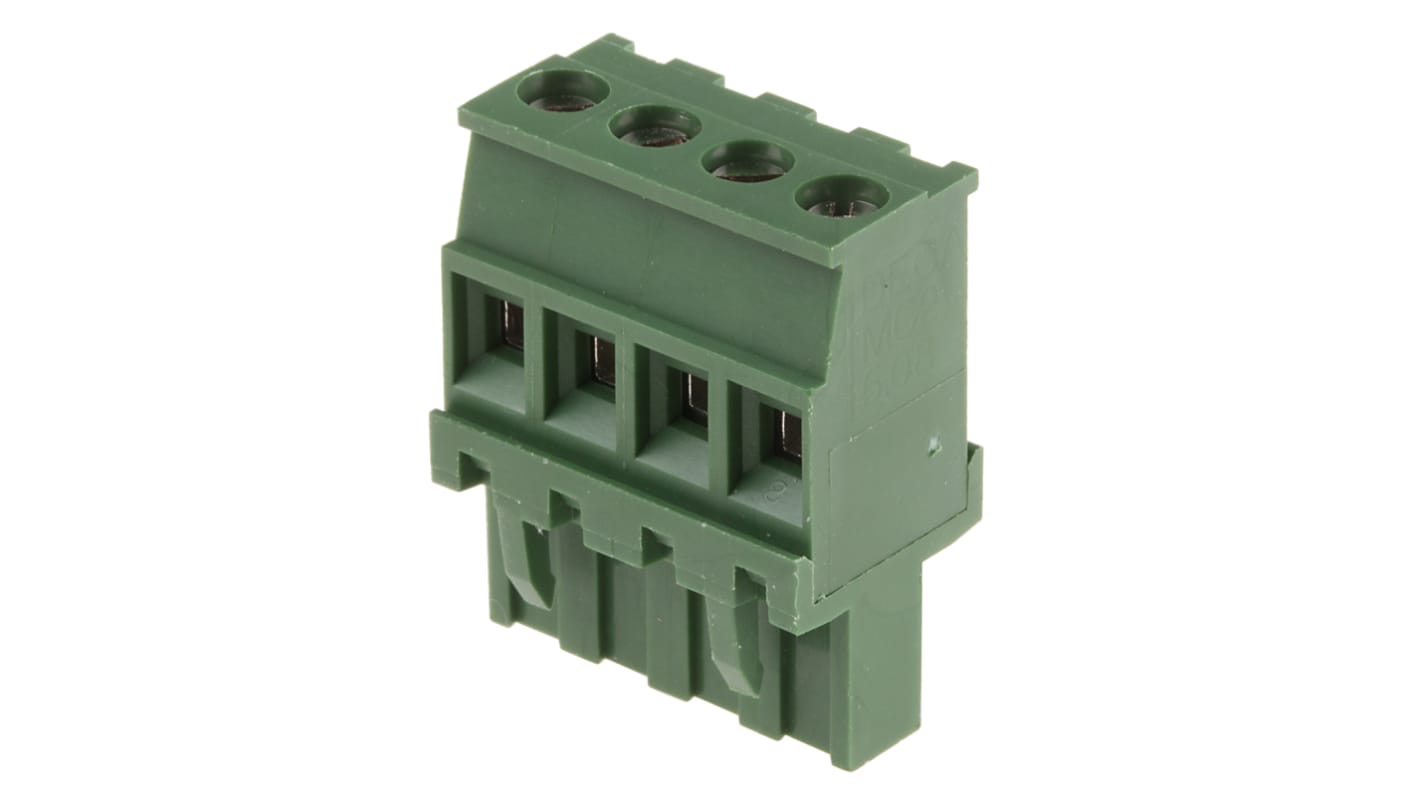 RS PRO 5.08mm Pitch 4 Way Pluggable Terminal Block, Plug, Cable Mount, Screw Termination