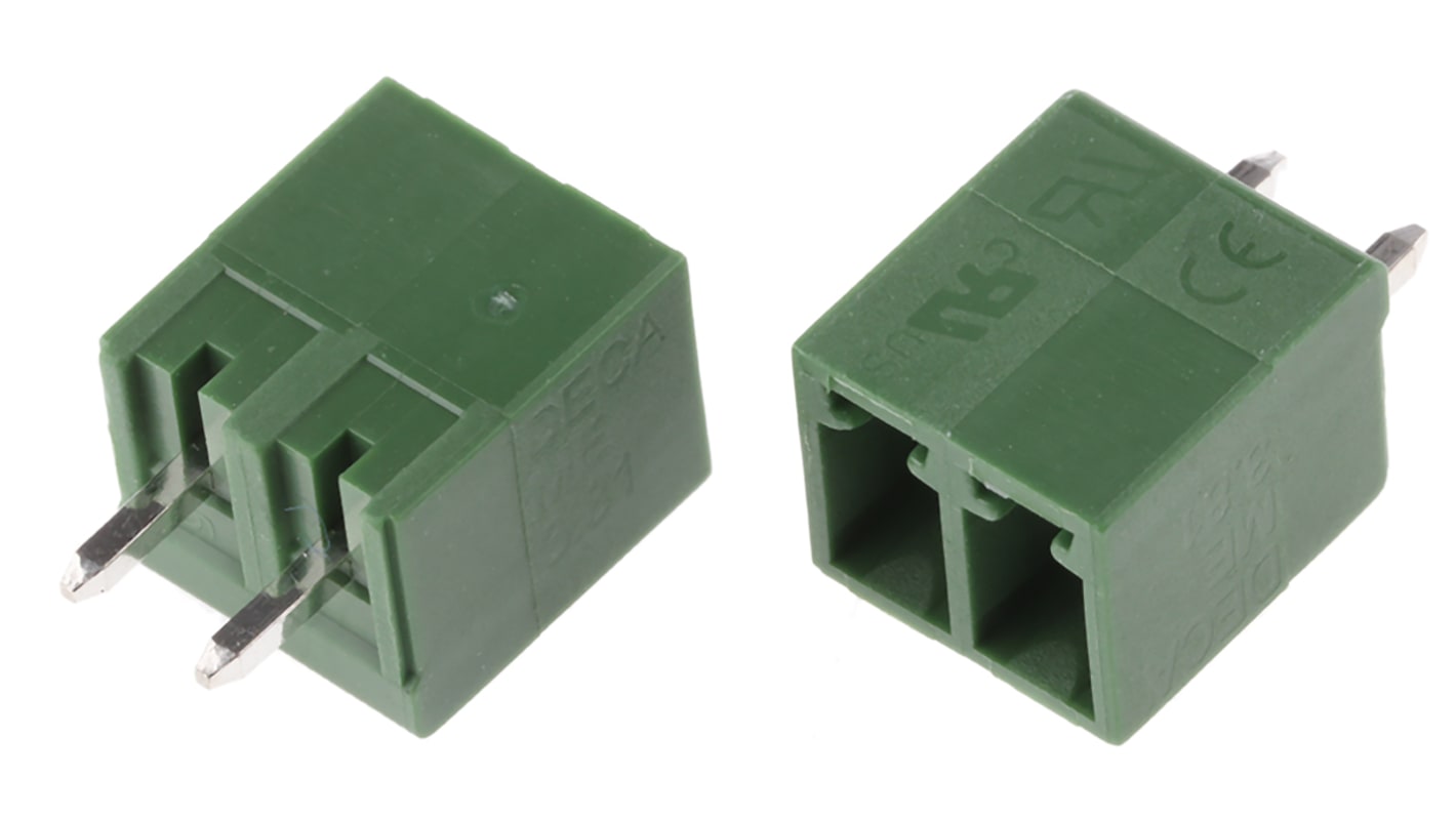 Morsettiera per circuito stampato RS PRO Maschio a 2 vie, 1 fila, passo 3.81mm, Montaggio con foro passante