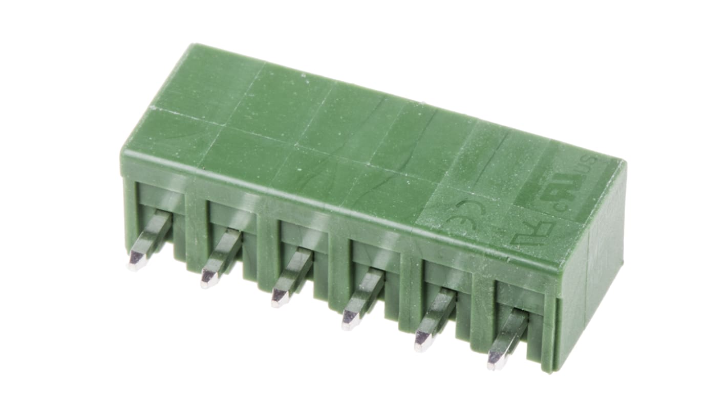 Conector macho para PCB RS PRO de 6 vías, 1 fila, paso 3.81mm, para soldar, Orificio Pasante