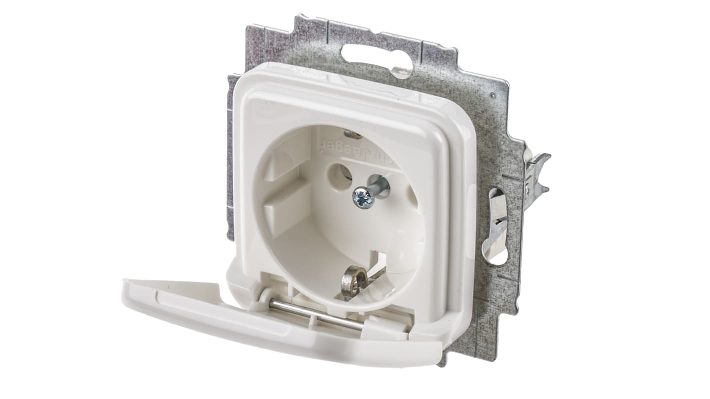 Busch Jaeger - ABB White 1 Gang Plug Socket, 16A, Type F - German Schuko