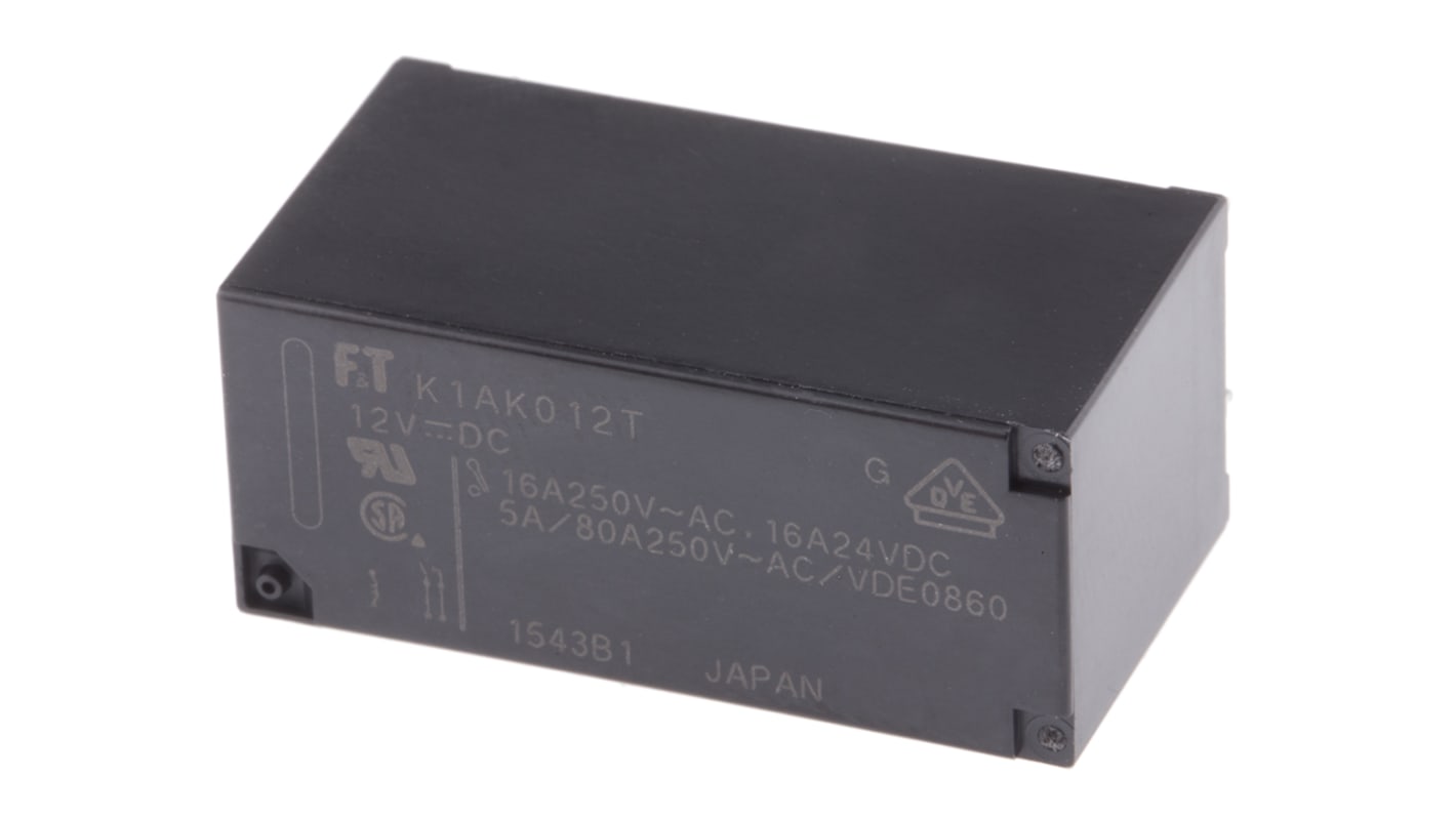 Fujitsu PCB Mount Power Relay, 12V dc Coil, 16A Switching Current, SPST