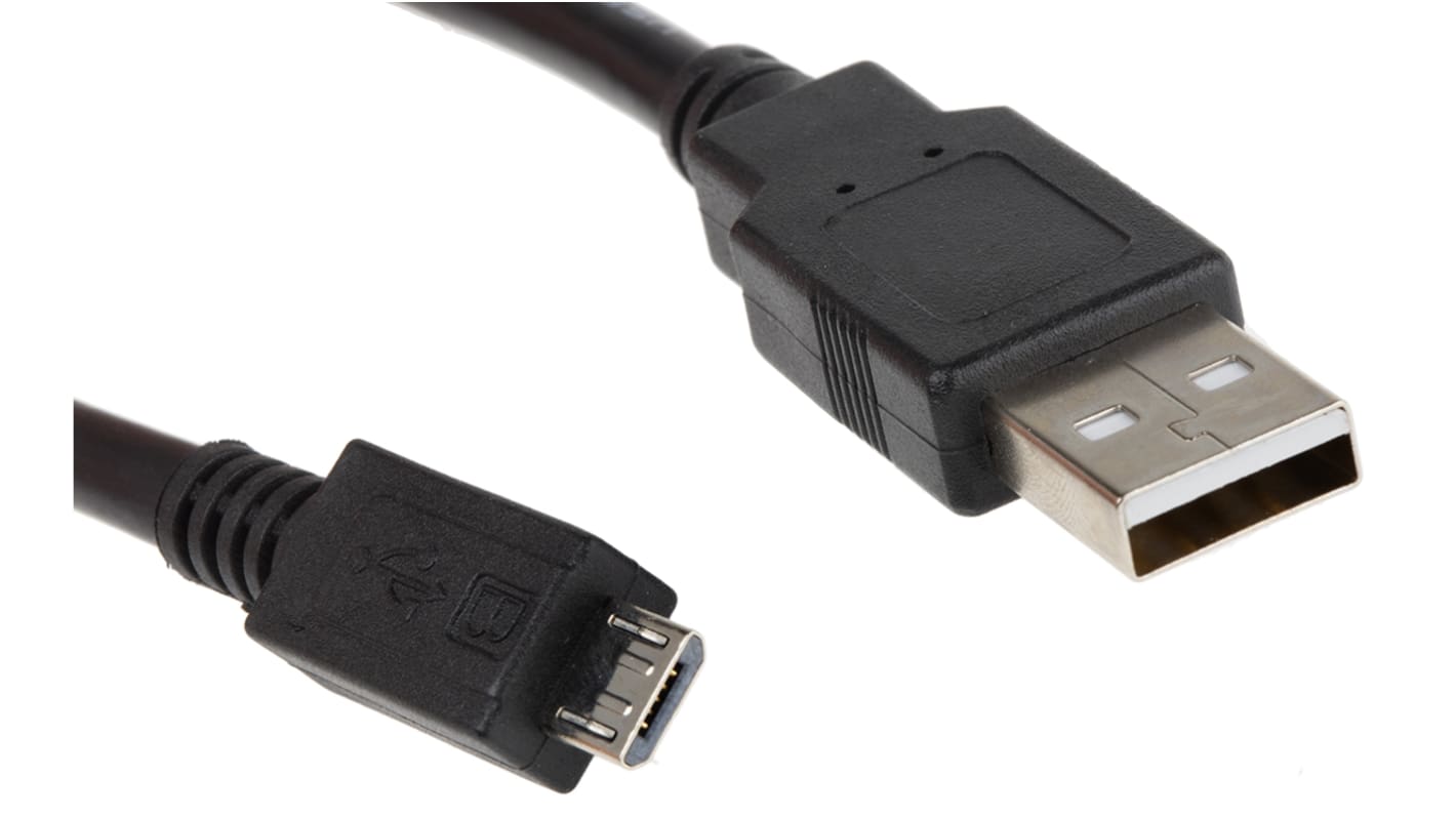 Roline USB 2.0 Cable, Male USB A to Male Micro USB B Cable, 1.8m