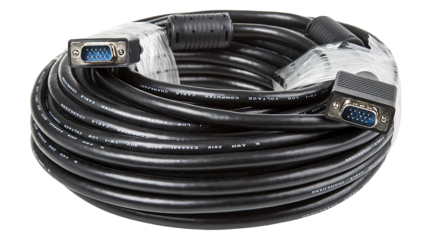 Roline VGA-Kabel A VGA / Stecker B VGA / Stecker, 20m Schwarz