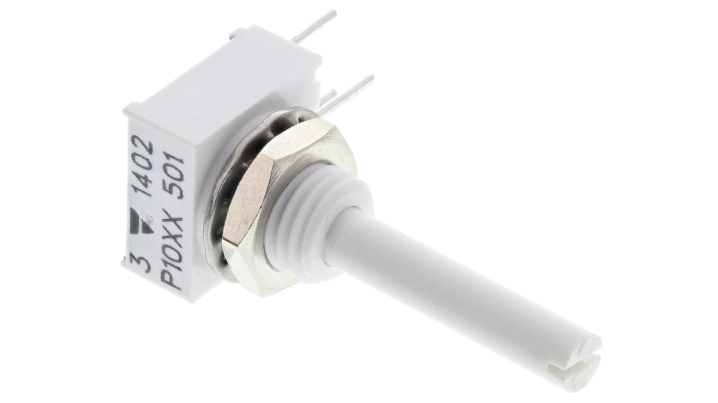 Potencjometr 500Ω typ Obrotowy Vishay średnica wału 3 mm 0.5W długość wału 20mm Montaż panelowy