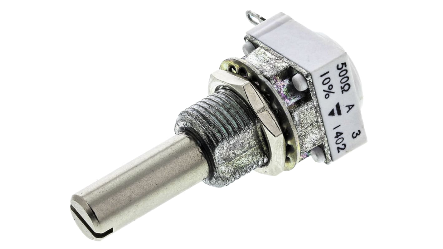 Vishay P11S 500Ω Rotary Potentiometer 1-Gang Panel Mount, P11S1V0FLSY00501KA