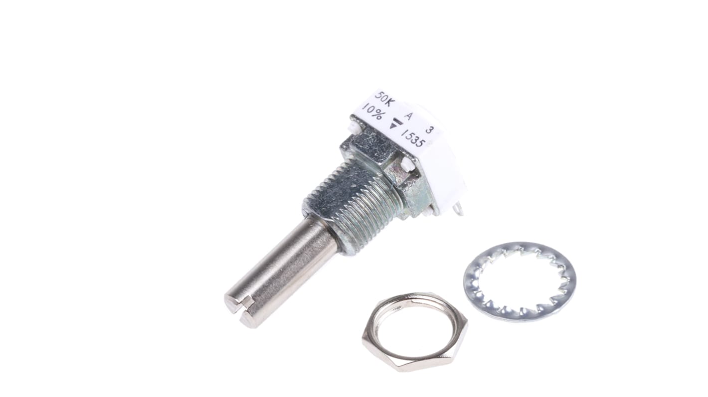 Vishay P11S 50kΩ Rotary Potentiometer 1-Gang Panel Mount, P11S1V0FLSY00503KA