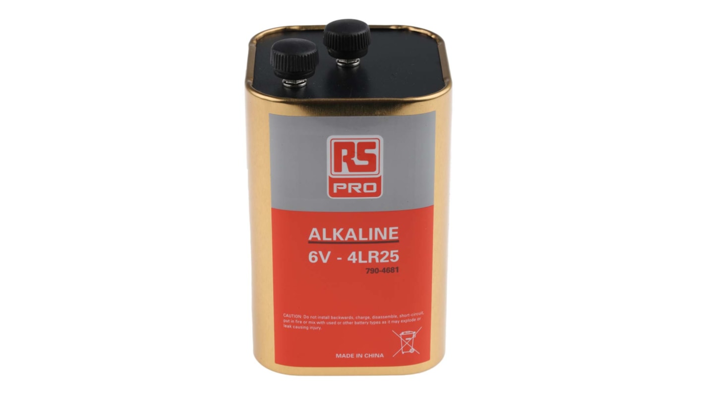 Batteria tipo lanterna RS PRO 915, Alcalina, 6V, 15Ah, terminale A vite