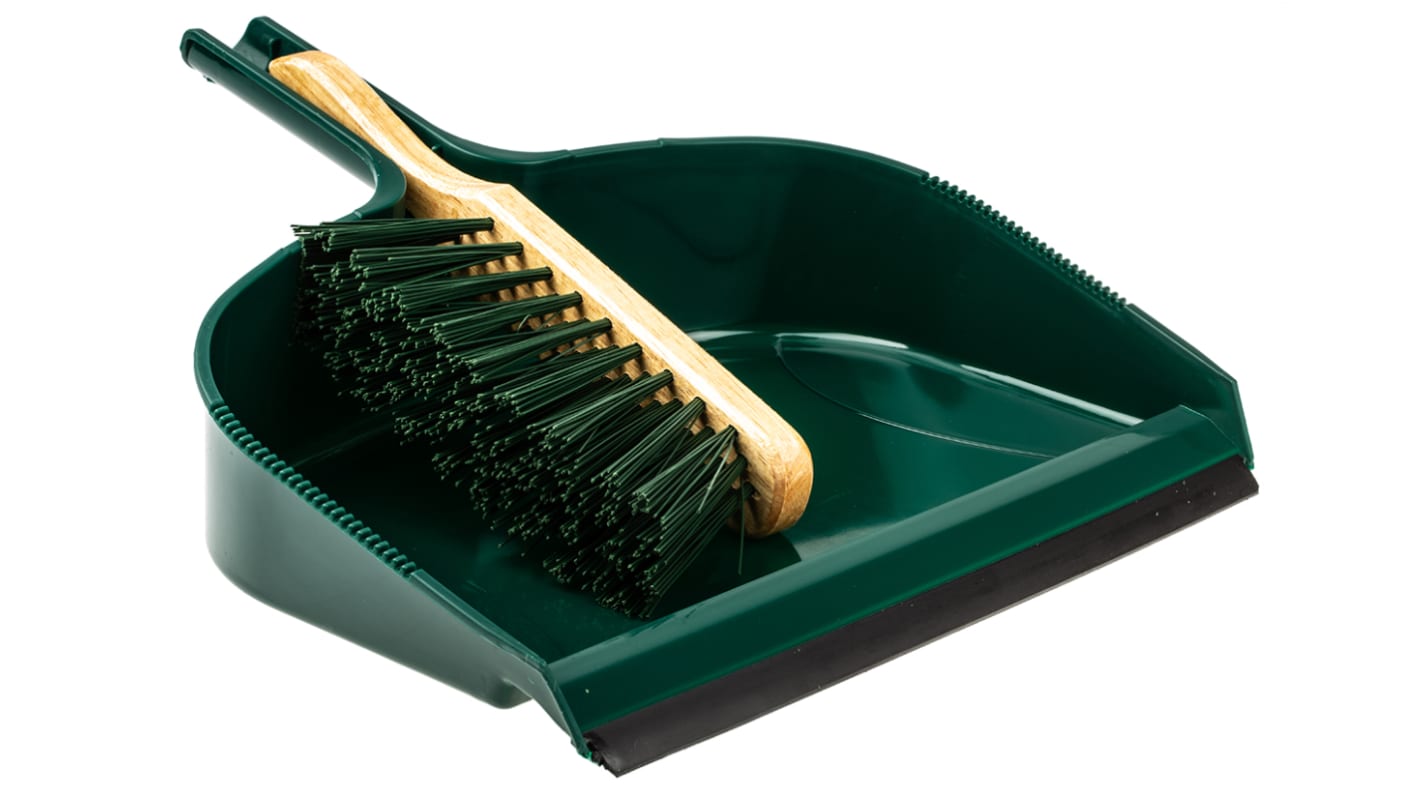 RS PRO Green Dustpan & Brush for Hygiene with brush included