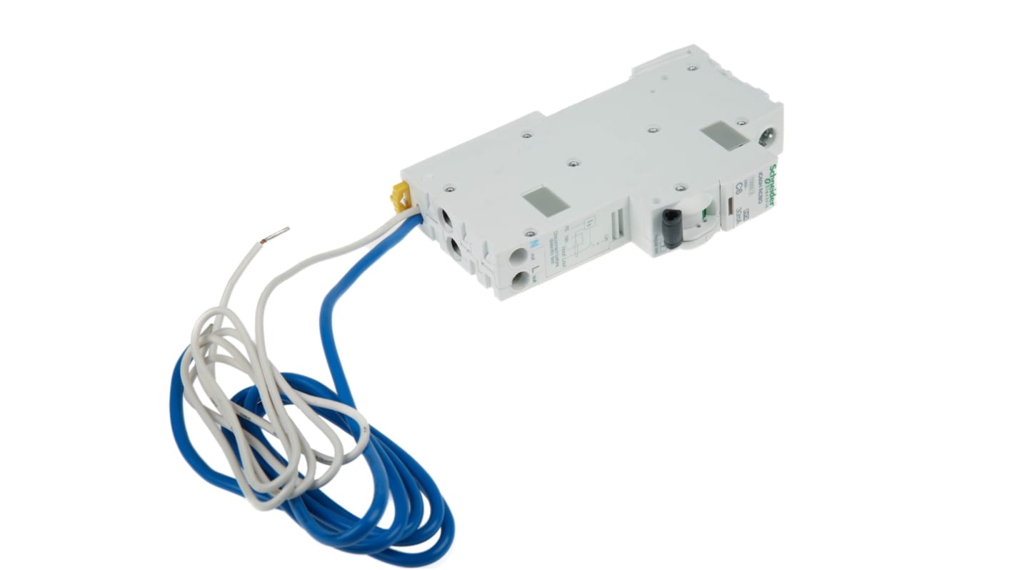 Schneider Electric 6A 1P+NP RCBO, 30mA C型剩余电流动作断路器, 240V, iC60H系列