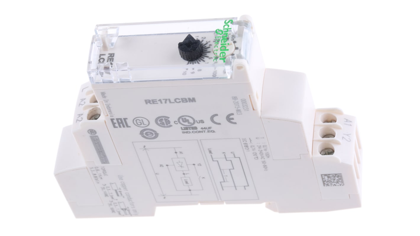 Schneider Electric Harmony Time Series DIN Rail Mount Timer Relay, 24 → 240V ac, 0.1 s → 100h,