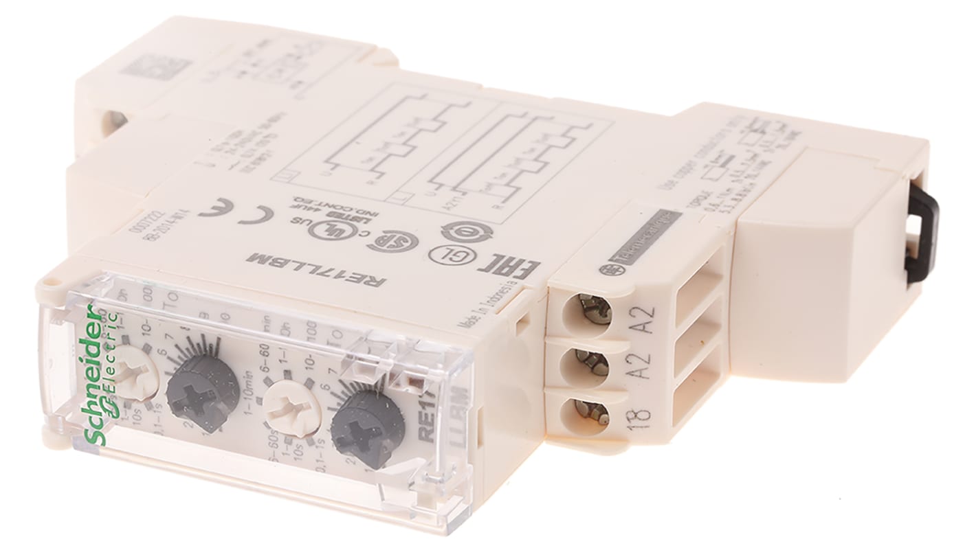 Schneider Electric Harmony Time Series DIN Rail Mount Timer Relay, 24 → 240V ac, 0.1 s → 100h, Solid State