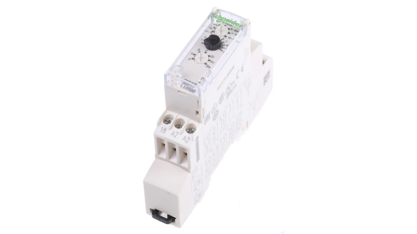 Schneider Electric Harmony Time Series DIN Rail Mount Timer Relay, 24 → 240V ac, 0.1 s → 100h, Solid State