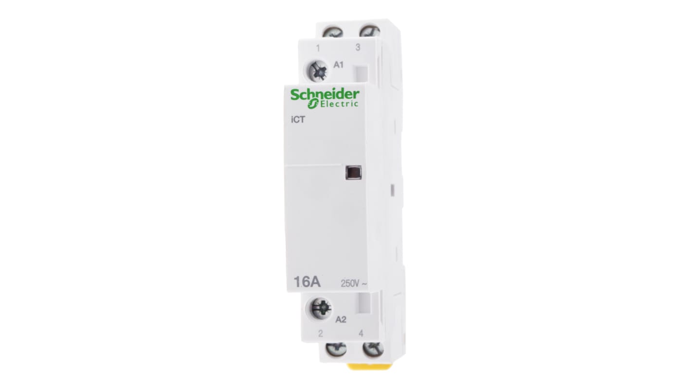 Schneider Electric Acti 9 ICT iCT Contactor, 24 V ac Coil, 2-Pole, 16 A, 2NO, 250 V ac