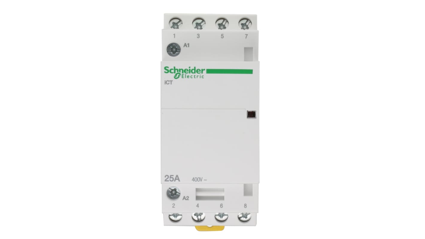 Schneider Electric Acti 9 ICT iCT Contactor, 230 V ac Coil, 4-Pole, 25 A, 1.6 W, 4NO, 400 V ac