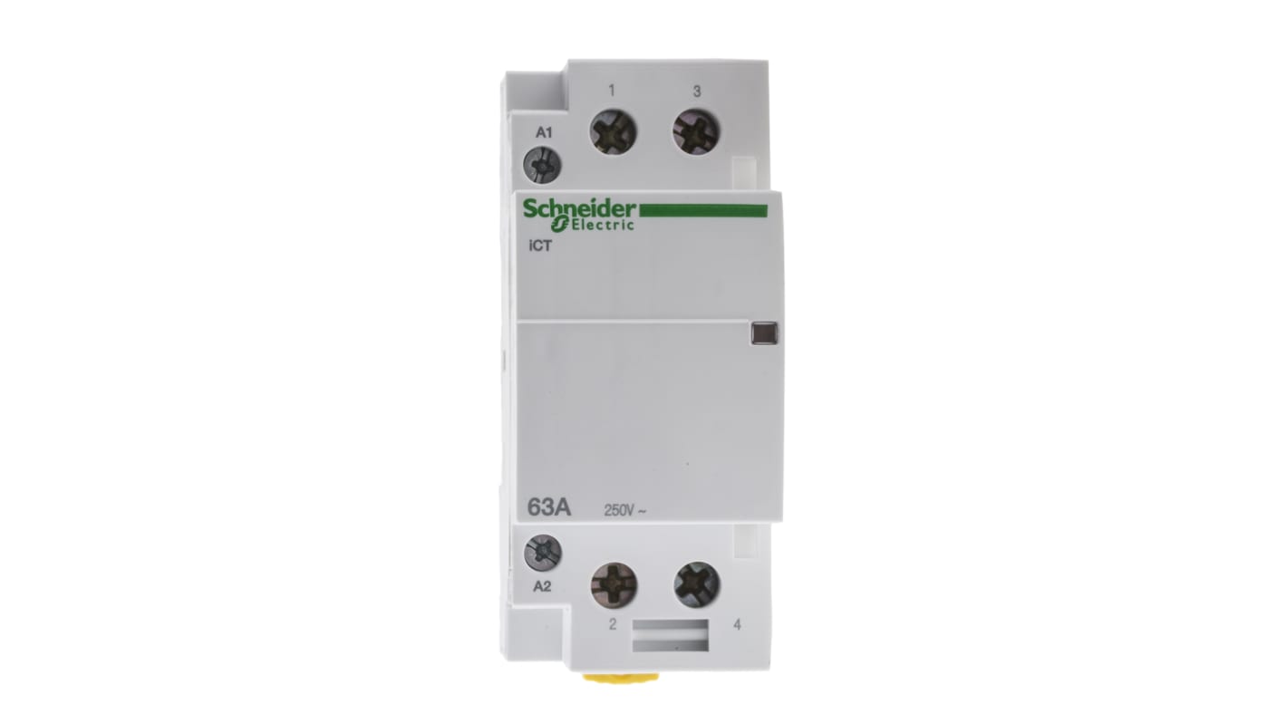 Schneider Electric Acti9 iCT iCT Contactor, 24 V ac Coil, 2-Pole, 63 A, 2NO, 250 V ac