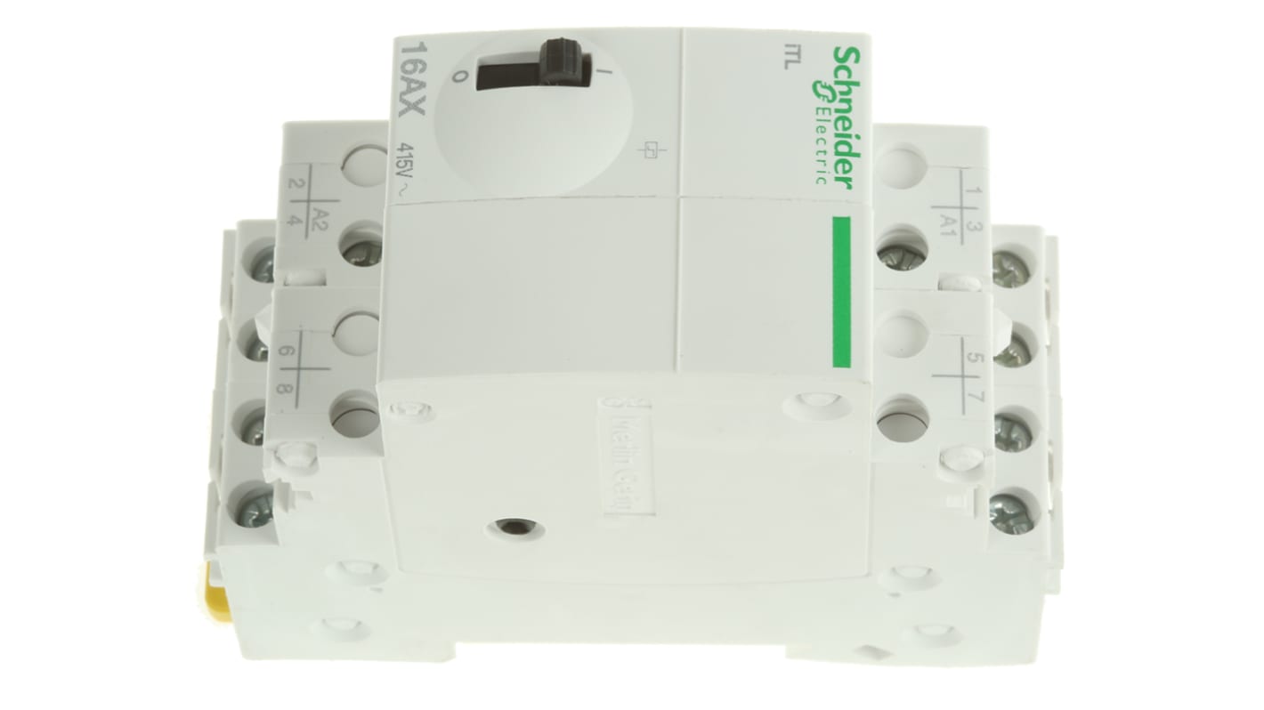 Relé de potencia Schneider Electric de 4 polos, 4PST, bobina 110 V dc, 230 → 240V ac, 16A, Carril DIN