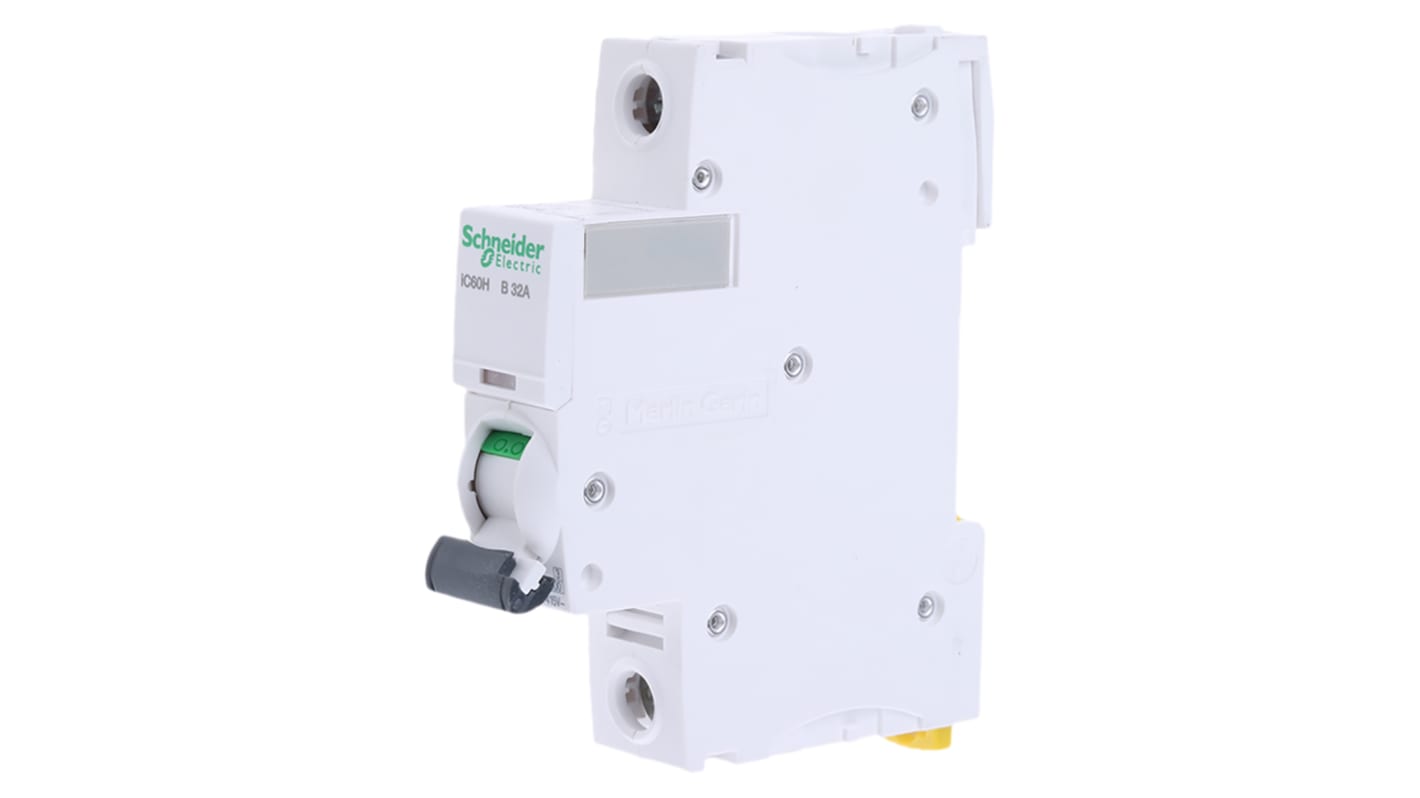 Schneider Electric B型MCB, 1极, 10 kA分断, 32A, 100 → 133VAC, 72VDC, iC60H系列