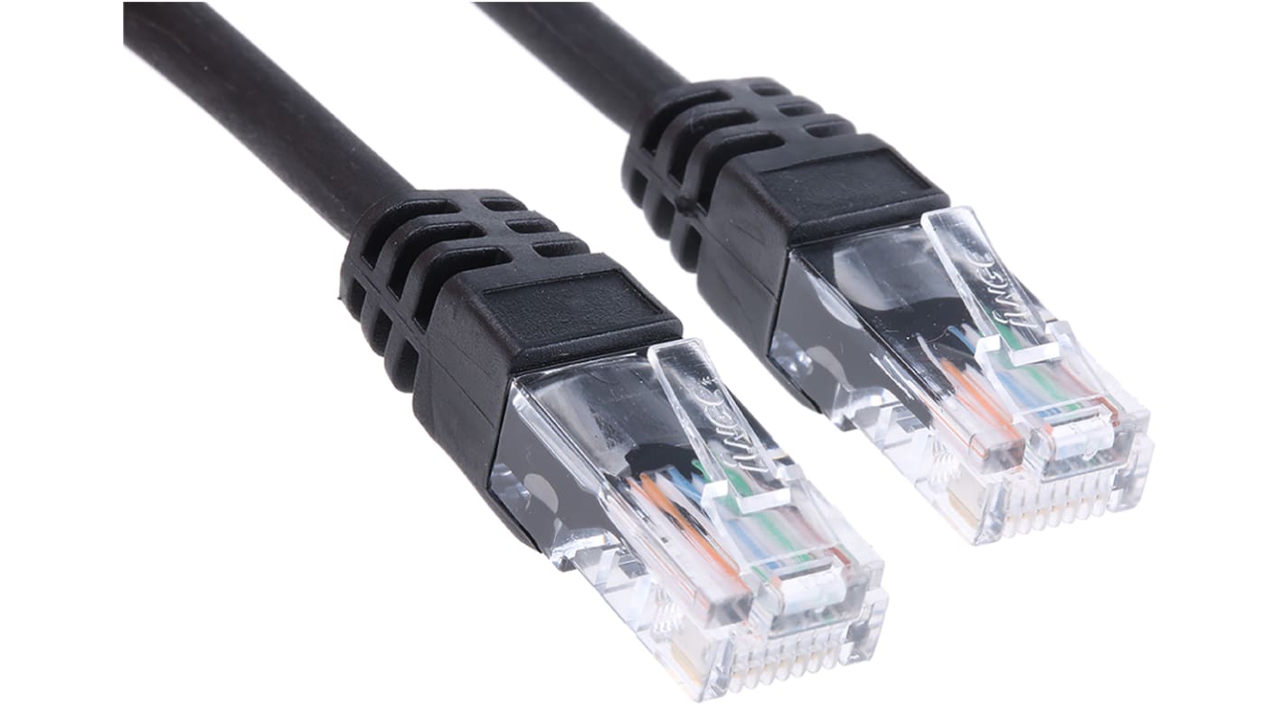 RS PRO, 20m Cat5e, Black RJ45 to Male RJ45 Male, U/UTP Unshielded, Terminated LSZH Sheath