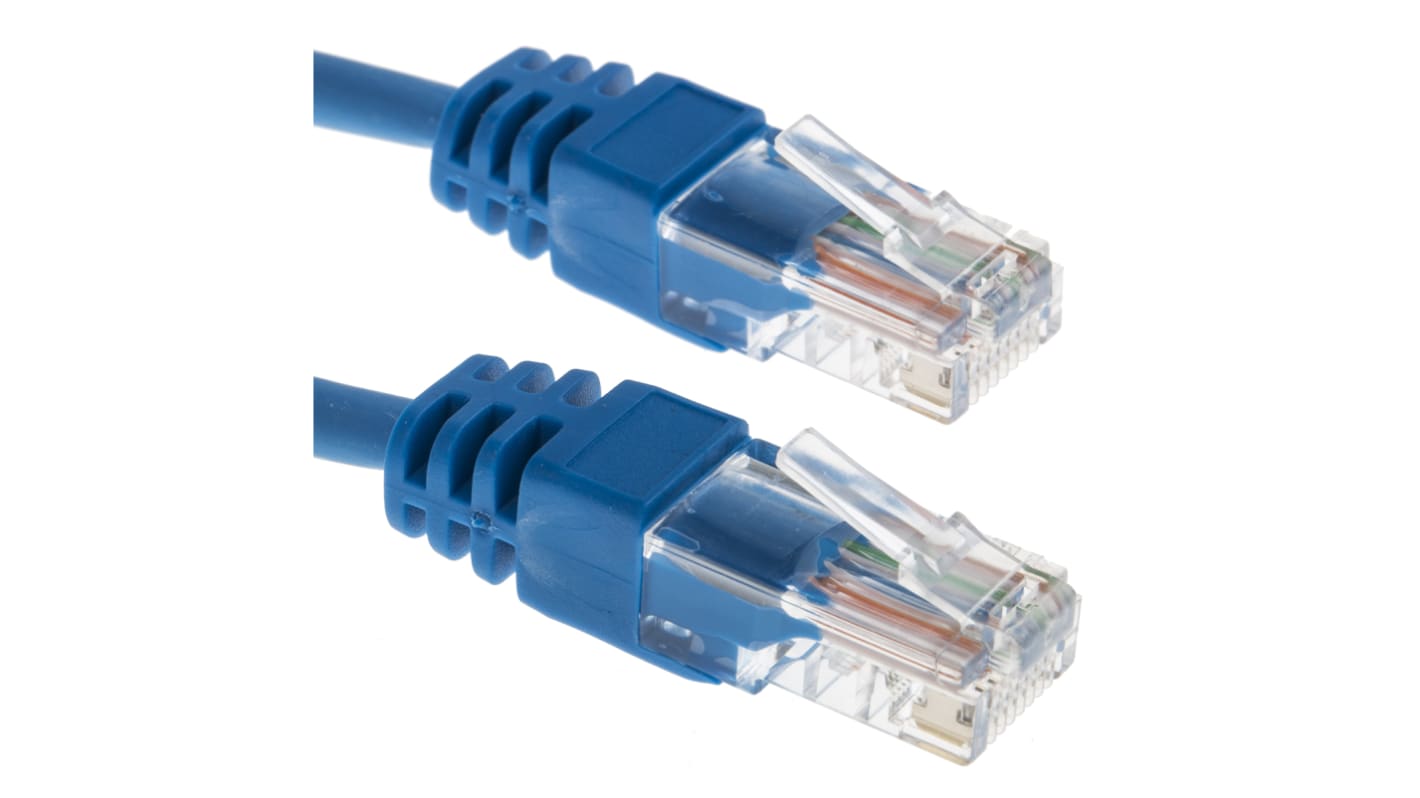 RS PRO, 25m Cat5e, Blue RJ45 to Male RJ45 Male, U/UTP Unshielded, Terminated LSZH Sheath