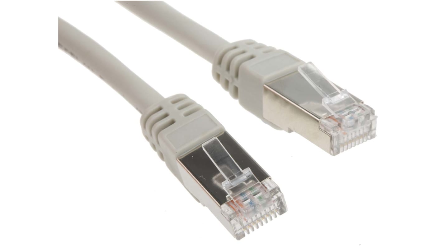 RS PRO, 15m Cat6, Grey RJ45 to Male RJ45 Male, F/UTP Shielded, Terminated LSZH Sheath