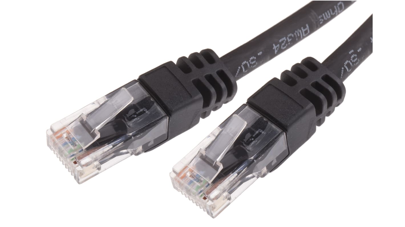 RS PRO, 25m Cat6, Black RJ45 to Male RJ45 Male, U/UTPUnshielded, Terminated LSZH Sheath