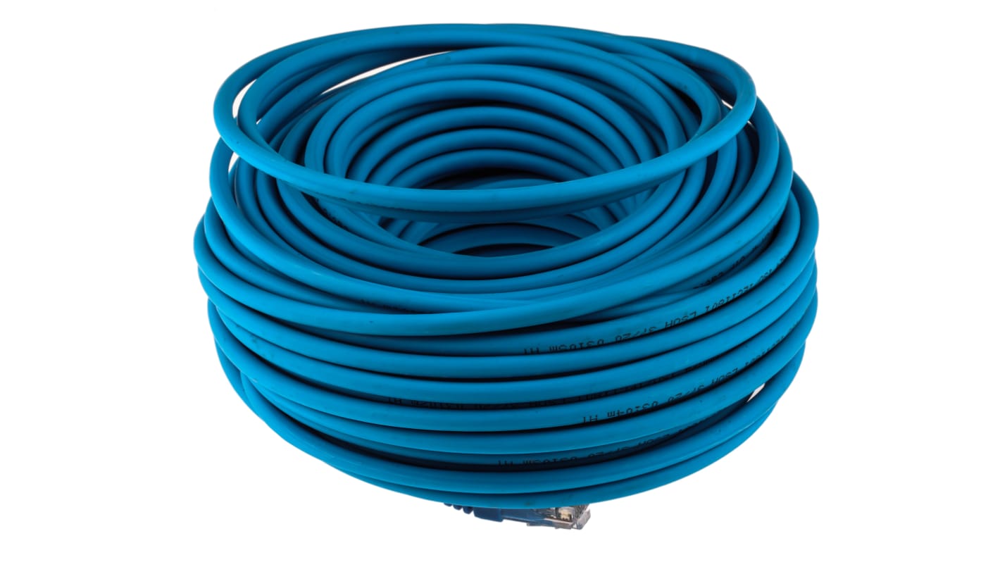 RS PRO, 30m Cat6, Blue RJ45 to Male RJ45 Male, U/UTPUnshielded, Terminated LSZH Sheath