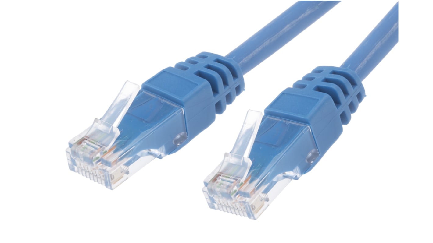 RS PRO, 25m Cat6, Blue RJ45 to Male RJ45 Male, U/UTP Unshielded, Terminated LSZH Sheath
