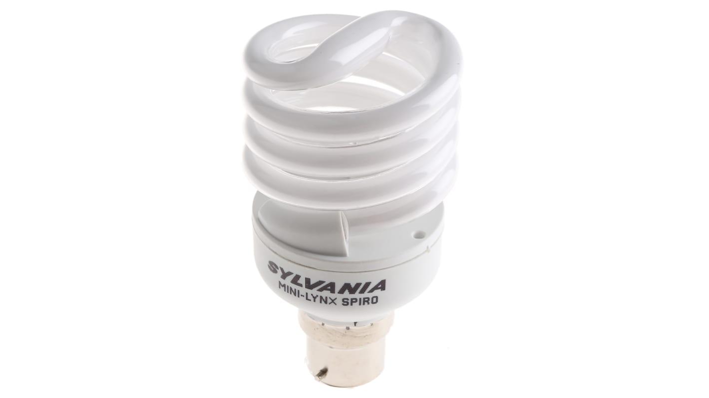 Sylvania B22 Spiral Shape CFL Bulb, 20 W, 2700K