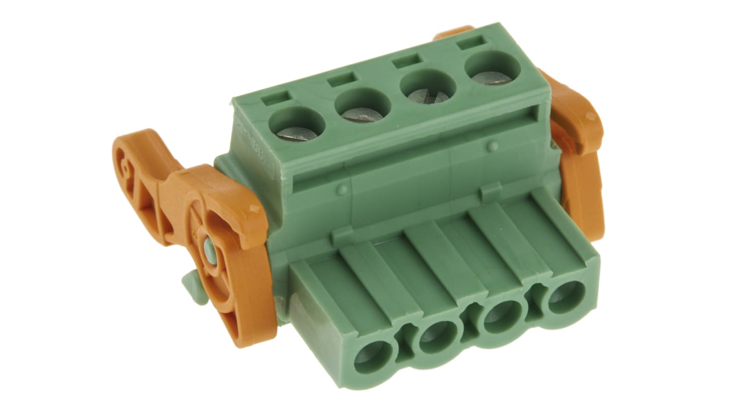 Phoenix Contact 5.08mm Pitch 4 Way Pluggable Terminal Block, Plug, Cable Mount, Screw Termination