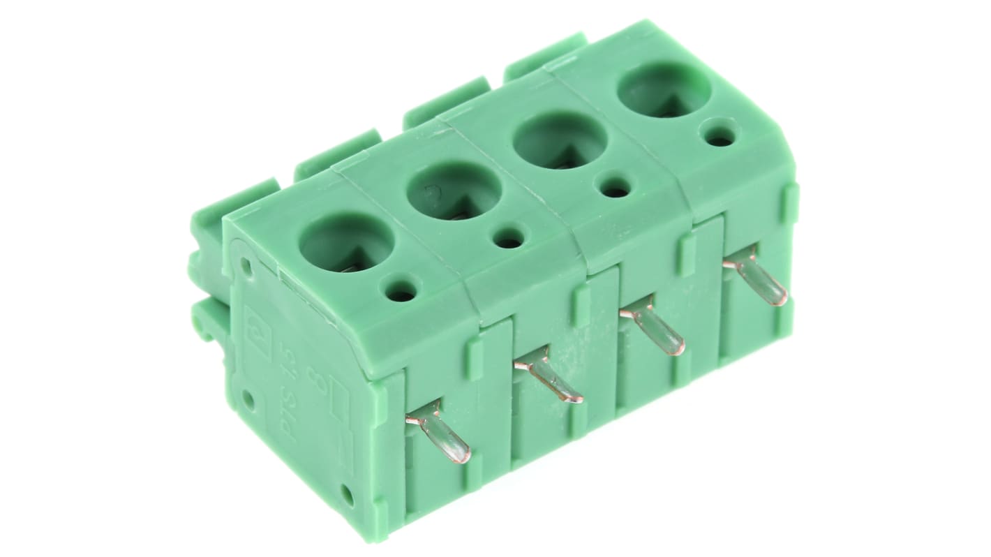 Phoenix Contact PTS 1.5/4-5.0-H Series PCB Terminal Block, 4-Contact, 5mm Pitch, Through Hole Mount, 1-Row, Spring Cage